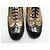 SCARPE CHANEL G31213 RICHELIEU 38 IN PELLE LUCIDA D'ORO E NERA - vista 4
