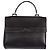 Double Bolsa Satchel Prada de Couro Preta com Aba Dupla Preto