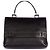 Double Bolsa Satchel Prada de Couro Preta com Aba Dupla Preto - vista 2