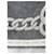 Sciarpa Chanel logo CC in cashmere e seta nero bianco grigio - vista 2
