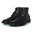Saint Laurent, Stivaletti in pelle nera con lacci Nero