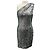 Haney Silber Metallic Pailletten Ein-Schulter Mini Kleid