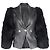Blazer de un solo botón con mangas de piel en cuero negro de Balmain