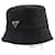 Chapéu bucket de lã e algodão com logo triangular Prada Cinza antracite