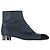 Timeless Botas de tornozelo de salto baixo com bico captoe em glitter azul marinho com logo CC da Chanel