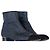 Timeless Botas de tornozelo de salto baixo com bico captoe em glitter azul marinho com logo CC da Chanel - vista 4