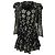 Loveshackfancy Mini-Kleid mit langen Ärmeln und Sternstickerei aus schwarzem Polyester