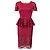 Marchesa Burgunderfarbene Laser-Cut-Peplum-Midikleid Bordeaux