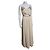 Vera Wang Abito da sera lungo color champagne Beige D'oro Crema