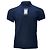 Polo in cotone blu navy con logo ricamato Saint Laurent Cassandre