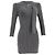 Iro Perk Strick Mini Kleid mit Schlipskragen und langen Ärmeln aus metallischem Silbernylon