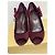 Sergio Rossi Scarpe peep toe in velluto borgogna con bordino in velluto e fiocco Bordò Porpora - vista 2