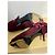 Sergio Rossi Scarpe peep toe in velluto borgogna con bordino in velluto e fiocco Bordò Porpora - vista 5