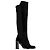 Botas de tacón alto de terciopelo negro con estampado de cocodrilo de Stuart Weitzman, hasta la rodilla
