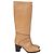 Chloé Knee-High Riding Heeled Boots in Brown Leather