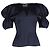 Blusa in satin blu navy con maniche a sbuffo e scollo a V di Jacquemus