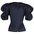 Blusa in satin blu navy con maniche a sbuffo e scollo a V di Jacquemus - vista 3