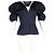 Blusa in satin blu navy con maniche a sbuffo e scollo a V di Jacquemus - vista 4