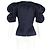 Blusa in satin blu navy con maniche a sbuffo e scollo a V di Jacquemus - vista 6
