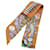Hermès Foulard Hermes Twilly : Duel avec un parapluie canne Soie Bleu Camel  ref.1863905