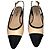 Chanel Slingback Tacón Pequeño Negro Beige Cuero y Tela 39.5