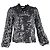 Autre Marque Rixo Moss Stripe Peasant Blouse in Black Sequins