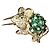 Autre Marque Spilla Topo Giovane in Oro 18K con Smeraldi e Diamanti Verde