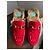 Mocassini Princetown Gucci Rossi in Pelle e Lana Rosso - vista 2