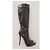 Autre Marque Schwarze kniehohe Stiefel aus Kunstleder mit Absatz - Ansicht 14