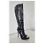 Autre Marque Schwarze kniehohe Stiefel aus Kunstleder mit Absatz - Ansicht 4