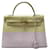 Hermès BOLSA HERMES KELLY 32 SELLIER DE CUIR DE AVESTRUZ TILLEUL VINTAGE Bege Couro de avestruz  ref.1880561