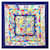 Hermès Écharpe Grande Lettre Correspondance Hermes Carre 90 Soie Multicolore Bleu Marine  ref.1887052