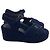 Timeless  Chanel CC Wedge Sandals in Blue Cotton Tweed