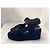 Timeless  Chanel CC Wedge Sandals in Blue Cotton Tweed - view 12
