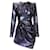 Autre Marque Alex Perry Iris pEtrol sequins shoulder padder draped mini dress Blue Polyester  ref.1895487