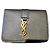 Cartera Saint Laurent de cuero verde con logo dorado