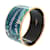 Hermès grün-weiße Cloisonné-Armband Metall Emaille