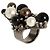 Chanel 2004 Anello T53/54 Perle Nere e Bianche Anello Maxi US6.5 Argento