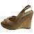 Stuart Weitzman Décolleté con tacco a cuneo e punta aperta in suede marrone - vista 5