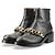 Givenchy Schwarze Lammleder Stiefeletten mit goldener Kette Größe 38