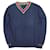 Autre Marque Baumwoll-V-Ausschnitt-Pullover L marineblau