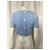 Top cropped de malha stretch com babados Miu Miu em poliéster azul claro - vista 9