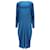 Autre Marque Issey Miyake Pleated Midi Boat Neck Dress in Blue Polyester  ref.1941432