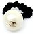 NEUES HAARZUBEHÖR CHANEL CHOUCHOU PERLE LOGO CC ELASTISCHES HAARGUMMI Schwarz