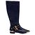 Versace Botas de montar de cuero negro con hebillas de metal dorado talla 36