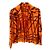 Hermès Blusa de Camisa de Seda Marrón Naranja Castaño