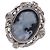 Autre Marque Anello Cammeo in Oro Bianco e Diamanti Nero Argento