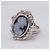 Autre Marque Anello Cammeo in Oro Bianco e Diamanti Nero Argento - vista 4