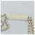 CHANEL Bolsa de Ombro Matelassé de Couro Branco Dourado CC Auth bs20903 - vista 8
