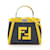 Fendi Peekaboo Iconic Handbag Yellow Navy blue Leather Denim  ref.1949530